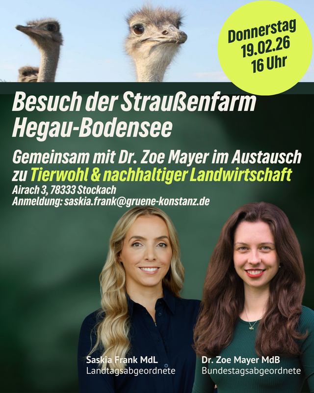 Besuch Straußenfarm Hegau-Bodensee mit Dr. Zoe Mayer MdB